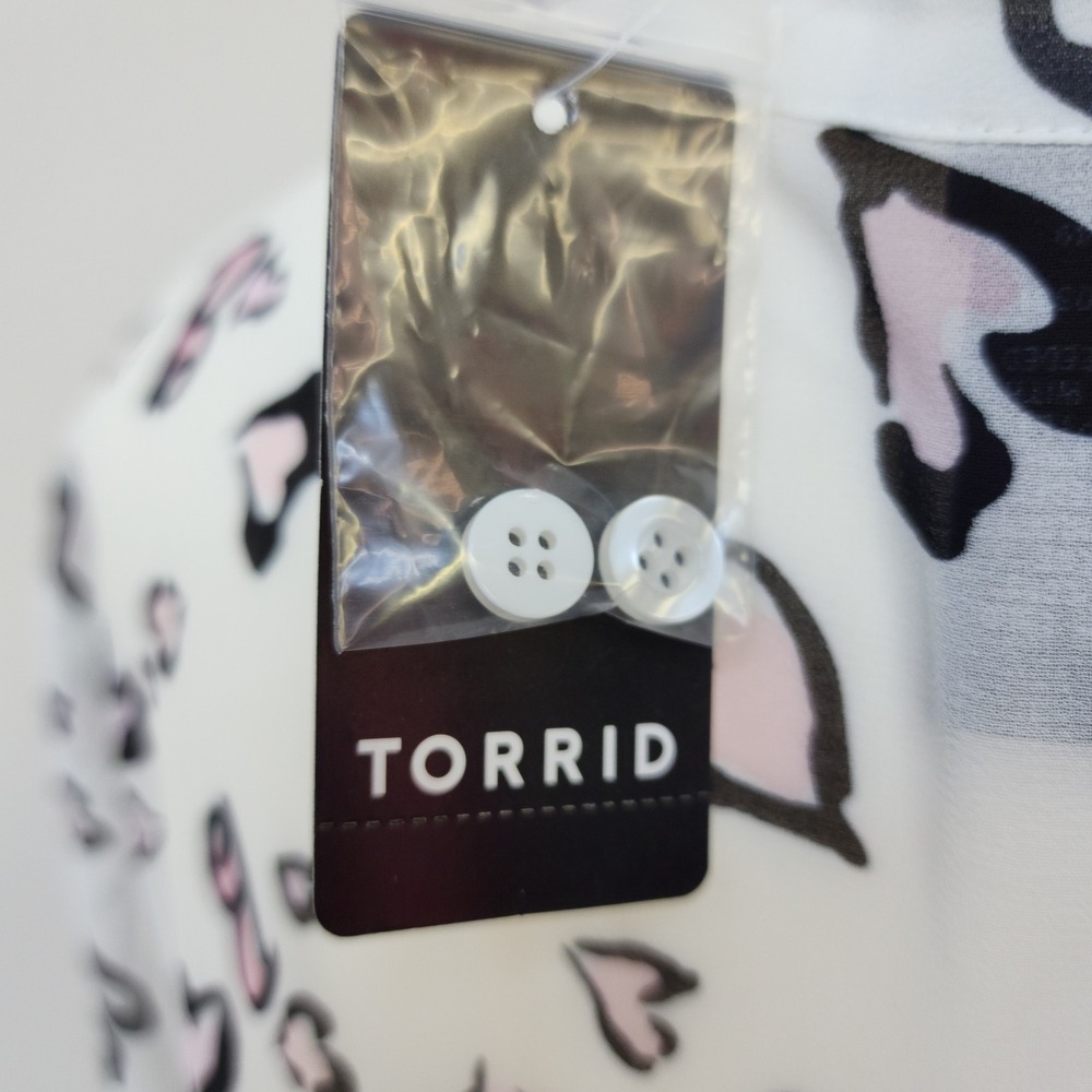 Torrid Barbie Lexie tunic sheer 2X 18-20 White Heart Print Chiffon NWT - Picture 7 of 8